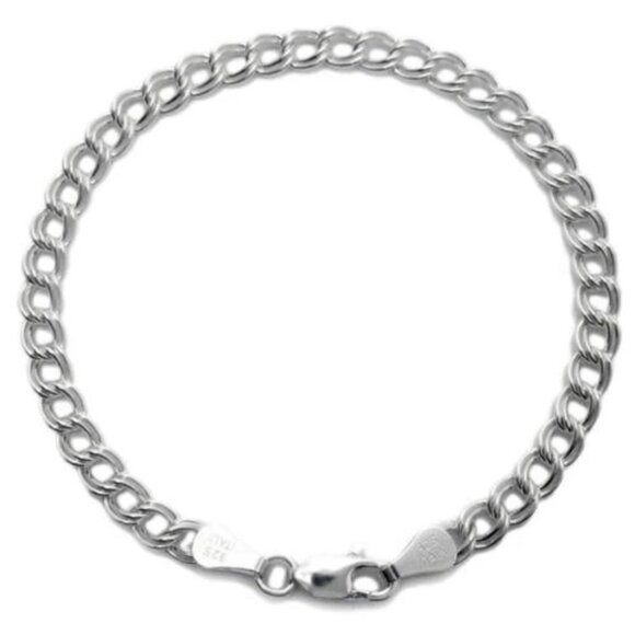 CHARMING STERLING SILVER DOUBLE LINK CHARM BRACELET 5MM 070 GAUGE - Picture 1 of 2